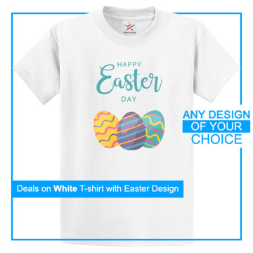 Personalised Easter White T-Shirt With Your Own Artwork On Front- Custom Printed T-Shirt With Festival Logo